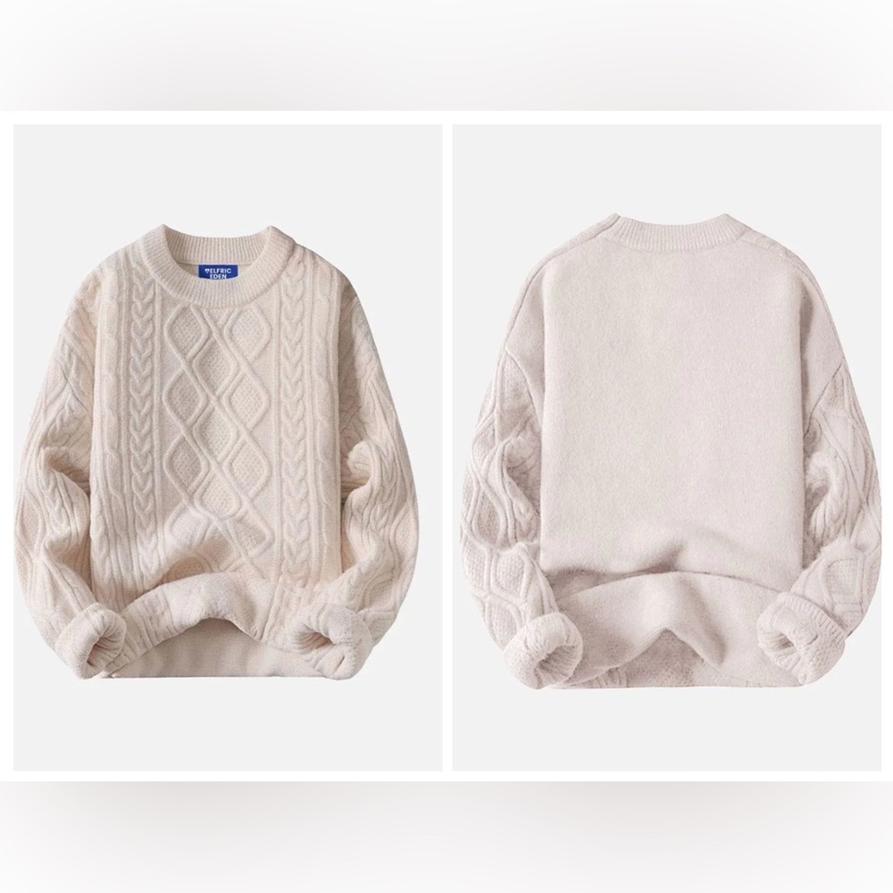 Aelfric Eden Cozy Cream Cable Knit Sweater Size XS